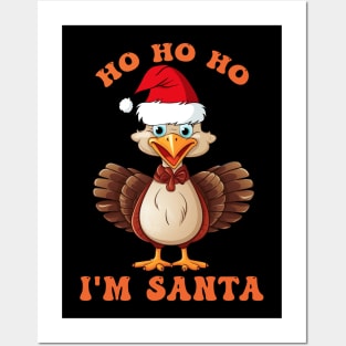 Thanksgiving Turkey Funny Fake Santa Thanksgiving Turkey Day Posters and Art